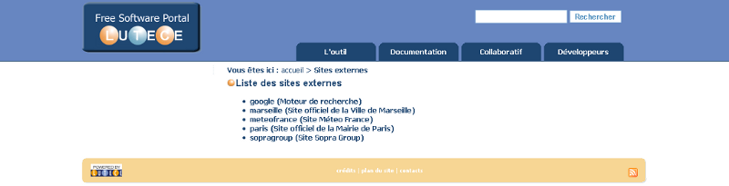 Liste des sites externes