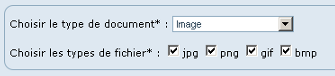 Sélection des types de fichiers