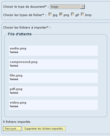 Import des fichiers terminé